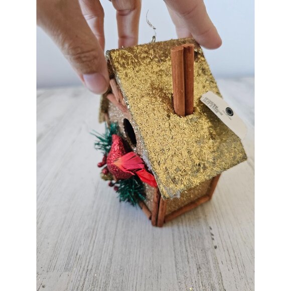 Martha Stewart birdhouse glitter Cardinal ornament Xmas tree unique large - Picture 6 of 7